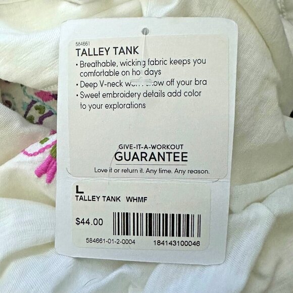 Athleta Talley Tank Top Floral Embroiled Cotton Breathable Summer Sz L - Picture 5 of 5
